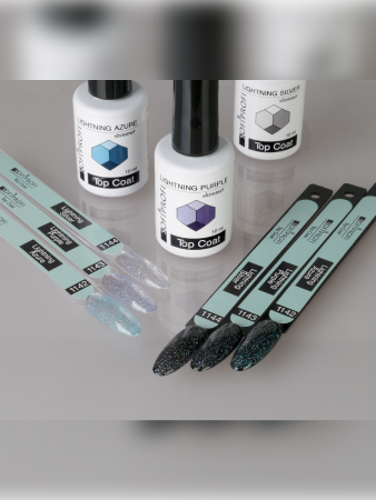 Топ-гель для ногтей с шиммером Lightning Purple Sofiprofi Top Coat, 10 мл